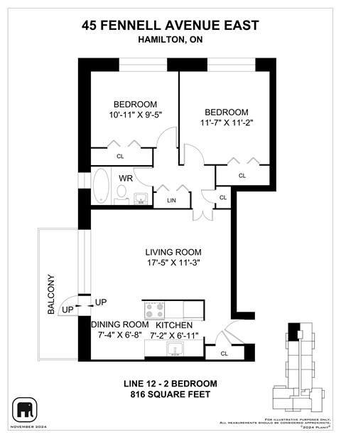 Floor plan for 2 beds, 1 bath, 901 sqft